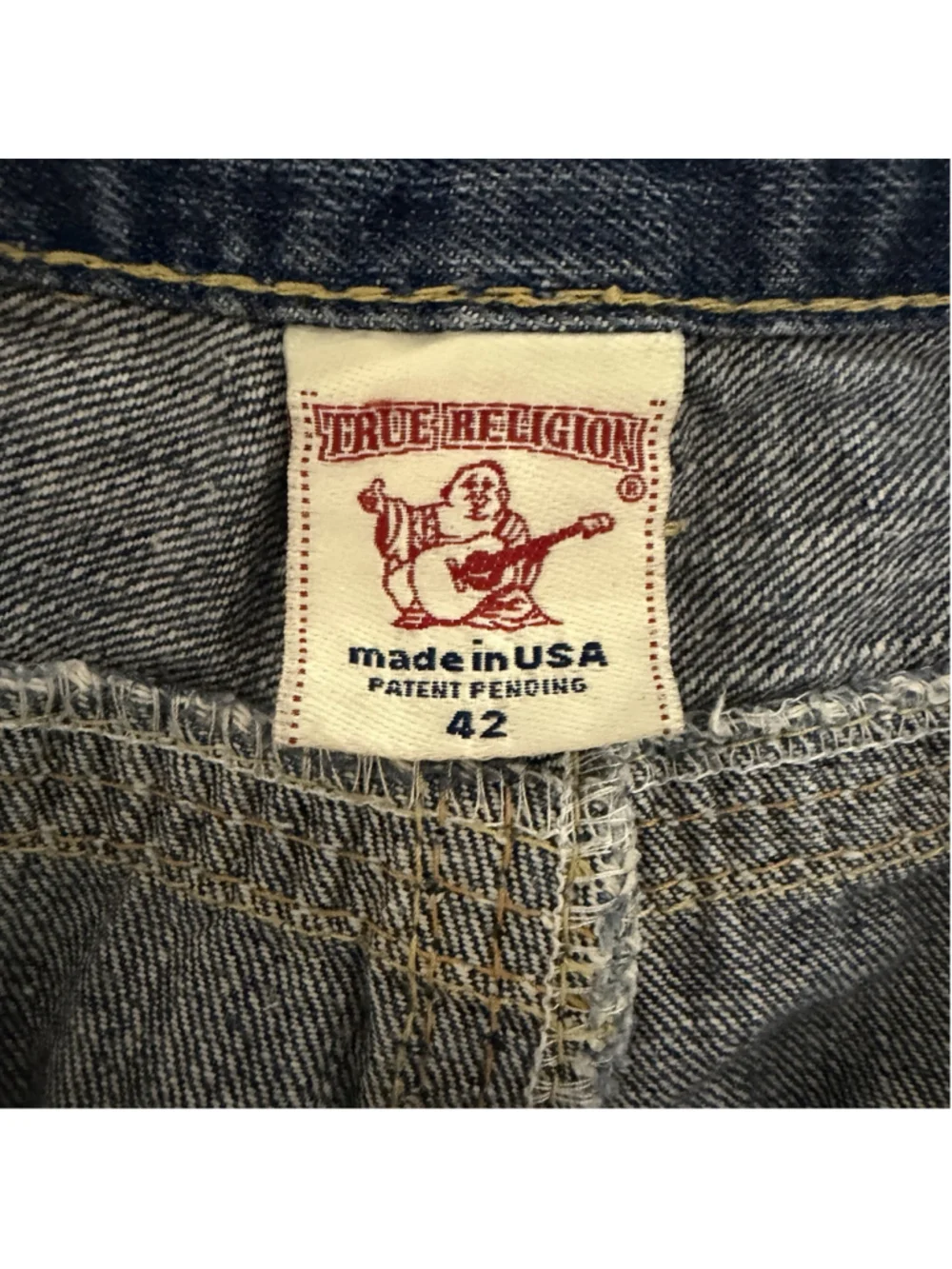 True Religion Mens Bobby Super T Jeans Thick Stitch Straight Blue 42x33 VTG USA